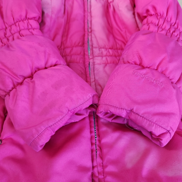 Girl's London Fog Gradient-Pink Fleece Lined Full Zip Hooded Puffer Jacket L/6X - Picture 9 of 16